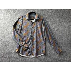 Bugatchi Shaped Fit Men’s Large Multicolor Long Sleeve Button-Up Dress Shirt